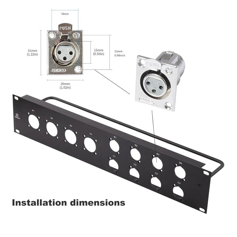 HUALEU كابل تمرير XLR بطول 2 قدم، 20AWG موصل نحاسي مطلي بالفضة بدون لحام، لصندوق المسرح، لوحة التوصيل، صندوق الأرضية - بدون لحام لتركيبات الصوت الاحترافية - نوع D XLR أنثوي إلى ذكري - عبوة من 2 - Image 3
